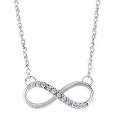14K vitguld med 0,10 Ct diamanter Infinity-halsband - 18 tums fina designersmycken för män och kvinnor