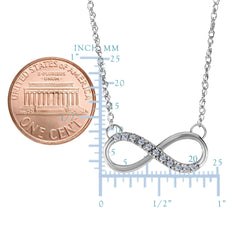 14K White Gold With 0.10 Ct Diamonds Infinity Necklace - 18 Inches - JewelryAffairs
 - 2