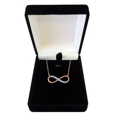 14K Rose Gold With 0.10 Ct Diamonds Infinity Necklace - 18 Inches