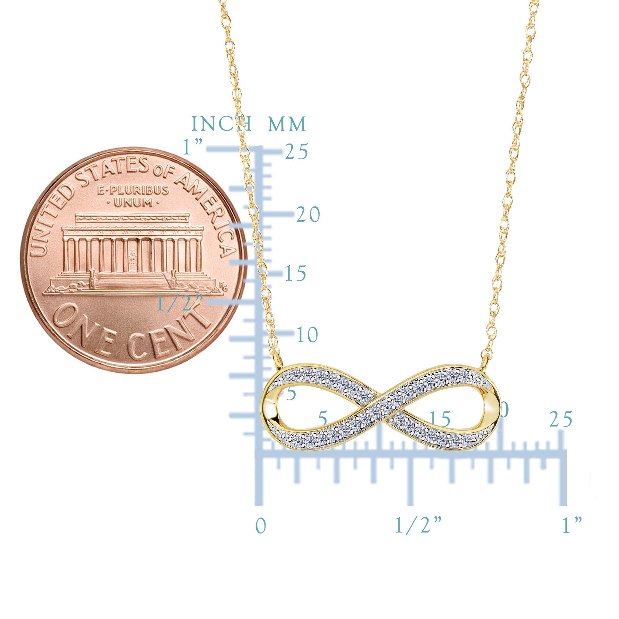 Collar infinito de oro amarillo de 14 quilates con diamantes de 0,10 quilates: joyería fina de diseño de 18 pulgadas para hombres y mujeres