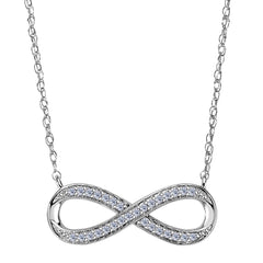 14K vitguld med 0,10 Ct diamanter Infinity-halsband - 18 tums fina designersmycken för män och kvinnor