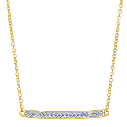 14k Yellow Gold 0.12Ct Diamond Bar Necklace - 18 Inch - JewelryAffairs
 - 1