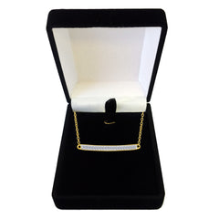 14k Yellow Gold 0.12Ct Diamond Bar Necklace - 18 Inch - JewelryAffairs
 - 4