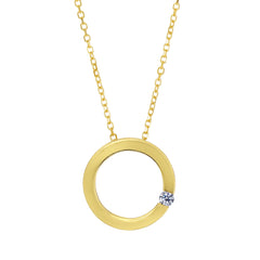 14k Yellow Gold 0.03Ct Diamond Open Square Necklace - 18 Inch - JewelryAffairs
 - 1