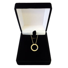 14 k gult guld 0,03 ct diamant öppet fyrkantigt halsband - 18 tums fina designersmycken för män och kvinnor
