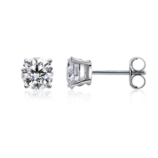 14k White Gold Round Diamond Stud Earrings (0.15 cttw F-G Color, SI2 Clarity) - JewelryAffairs
 - 1