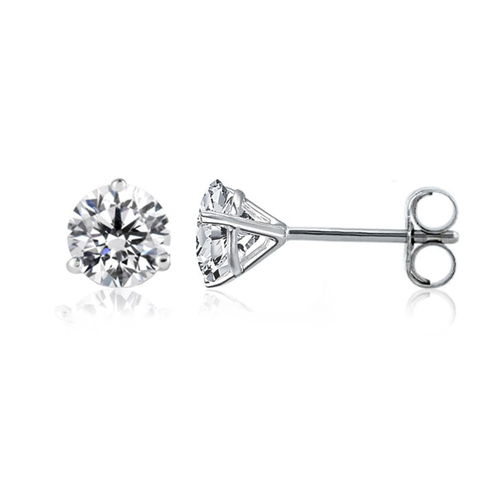 14k White Gold Round Diamond Stud Martini Earrings (0.25 cttw F-G Color, SI2 Clarity) - JewelryAffairs
 - 1