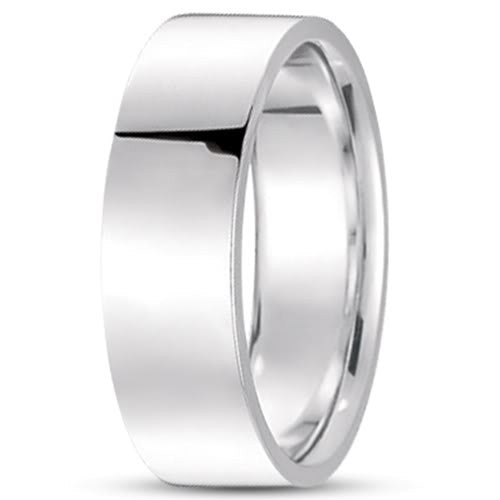 14K Gold Mens Flat Wedding Band (7mm) - JewelryAffairs
