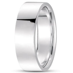 14K Gold Mens Flat Wedding Band (7mm) - JewelryAffairs
