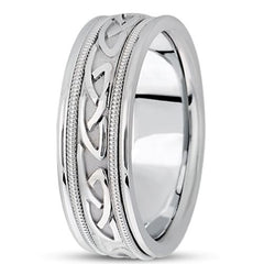 14K Gold Mens Hand Made Celtic Design Wedding Band (7mm) - JewelryAffairs
