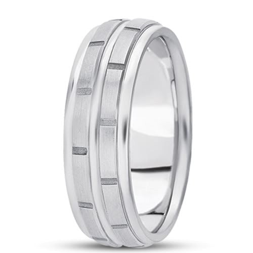 14K Gold Mens Fancy Wedding Band (7mm) - JewelryAffairs
