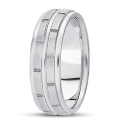14K Gold Mens Fancy Wedding Band (7mm) - JewelryAffairs

