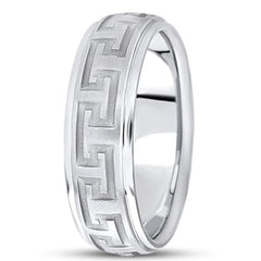 14K Gold Mens Greek Key Wedding Band (7mm) - JewelryAffairs

