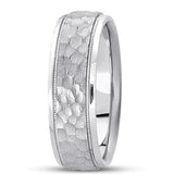 14K Gold Mens Fancy Hammered Wedding Band (7mm) - JewelryAffairs
