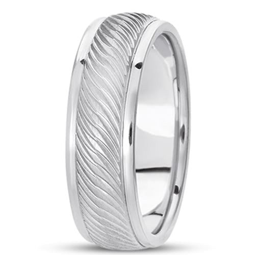 14K gull Herre Fancy Weavy Wedding Band (7mm) fine designersmykker for menn og kvinner