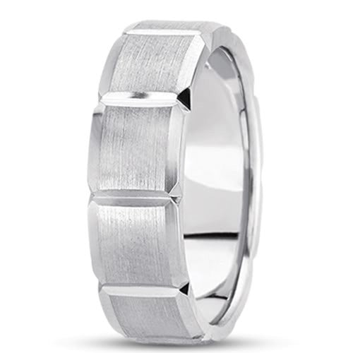 14K Gold Mens Fancy Wedding Band (7mm) - JewelryAffairs
