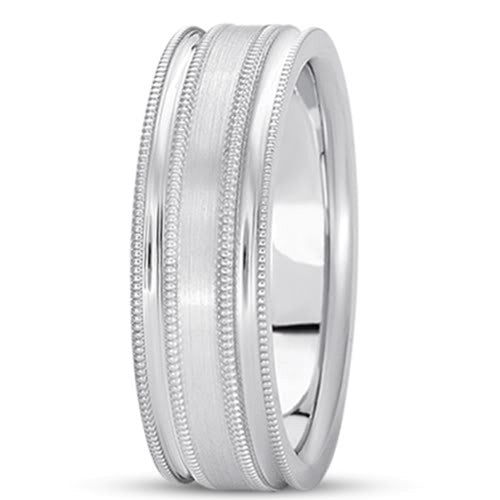 Alianza de boda elegante milgrain para hombre de oro de 14 quilates (7 mm), joyería fina de diseño para hombres y mujeres