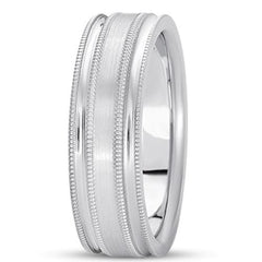 Alianza de boda elegante milgrain para hombre de oro de 14 quilates (7 mm), joyería fina de diseño para hombres y mujeres