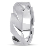 14K Gold Mens Fancy Diamond Cut Wedding Band (7mm) - JewelryAffairs
