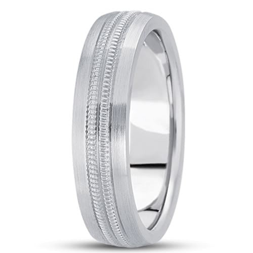 Alianza de boda elegante milgrain para hombre de oro de 14 quilates (7 mm), joyería fina de diseño para hombres y mujeres