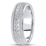 14K Gold Mens Engraved Wedding Band (6.5mm) - JewelryAffairs
