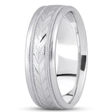 14K Gold Mens Fancy Milgrain Wedding Band (6.5mm) - JewelryAffairs
