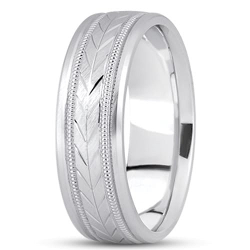 14K Gold Mens Fancy Milgrain Wedding Band (6.5mm) - JewelryAffairs
