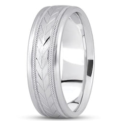 Alianza de boda elegante milgrain para hombre de oro de 14 quilates (6,5 mm), joyería fina de diseño para hombres y mujeres