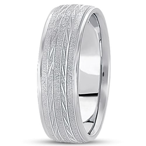 14K gull Herre Fancy Diamond Cut Wedding Band (7mm) fine designersmykker for menn og kvinner