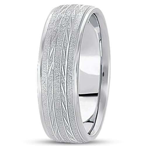 14K Gold Mens Fancy Diamond Cut Wedding Band (7mm) - JewelryAffairs
