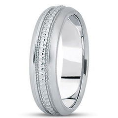 14K gull Herre Fancy Milgrain Wedding Band (7mm) fine designersmykker for menn og kvinner