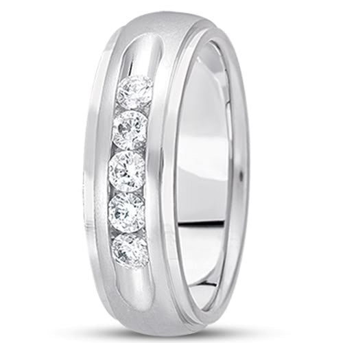 0,75 ctw diamant 14K gull bryllupsbånd (8 mm) - (F - G farge, SI2 Clarity) fine designersmykker for menn og kvinner
