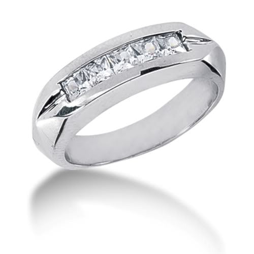 Princess Cut Diamond Herrring i 14k vitguld (0,85cttw, GH Color, SI1 Clarity) fina designersmycken för män och kvinnor