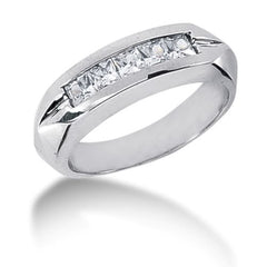 Princess Cut Diamond Herrering i 14k hvitt gull (0,85cttw, GH Color, SI1 Clarity) fine designersmykker for menn og kvinner