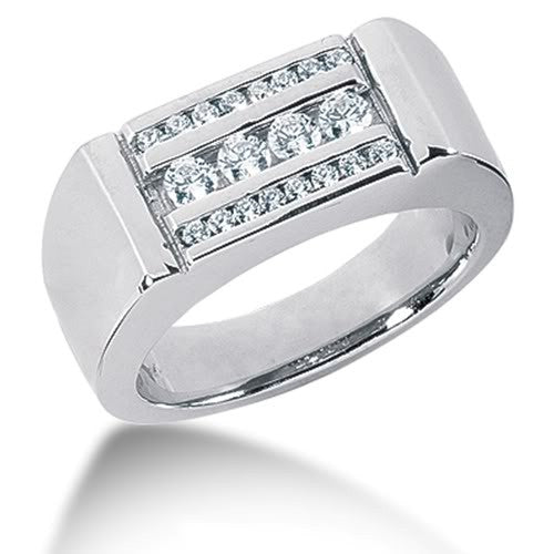 Round Brilliant Diamond Mens Ring in 14k white gold  (0.56cttw, F-G Color, SI2 Clarity) - JewelryAffairs
 - 1