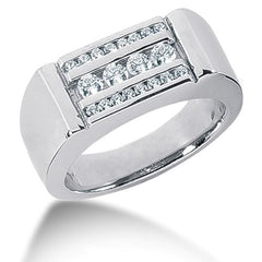 Anello da uomo con diamante rotondo brillante in oro bianco 14k (0,56 ct, colore FG, purezza SI2) gioielli di alta moda per uomo e donna