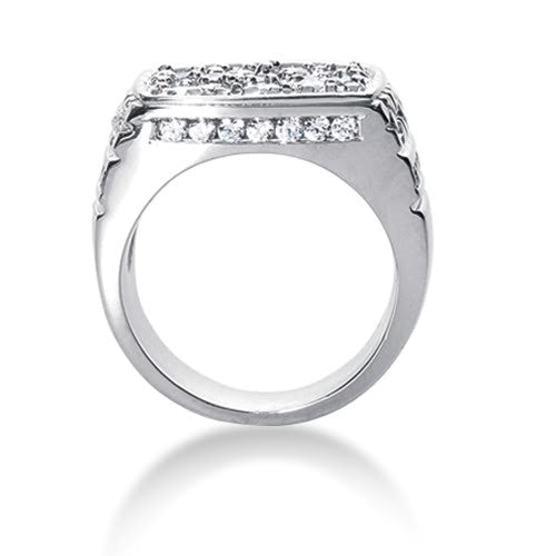 Anello da uomo con diamante rotondo brillante in oro bianco 14k (2,68 ct, colore FG, purezza SI2) gioielli di alta moda per uomo e donna