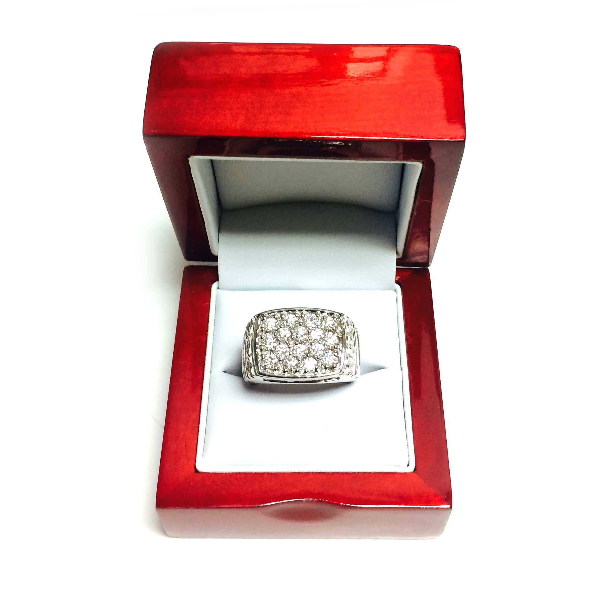 Rund Brilliant Diamond Herrring i 14 k vitguld (2.68cttw, FG Color, SI2 Clarity) fina designersmycken för män och kvinnor