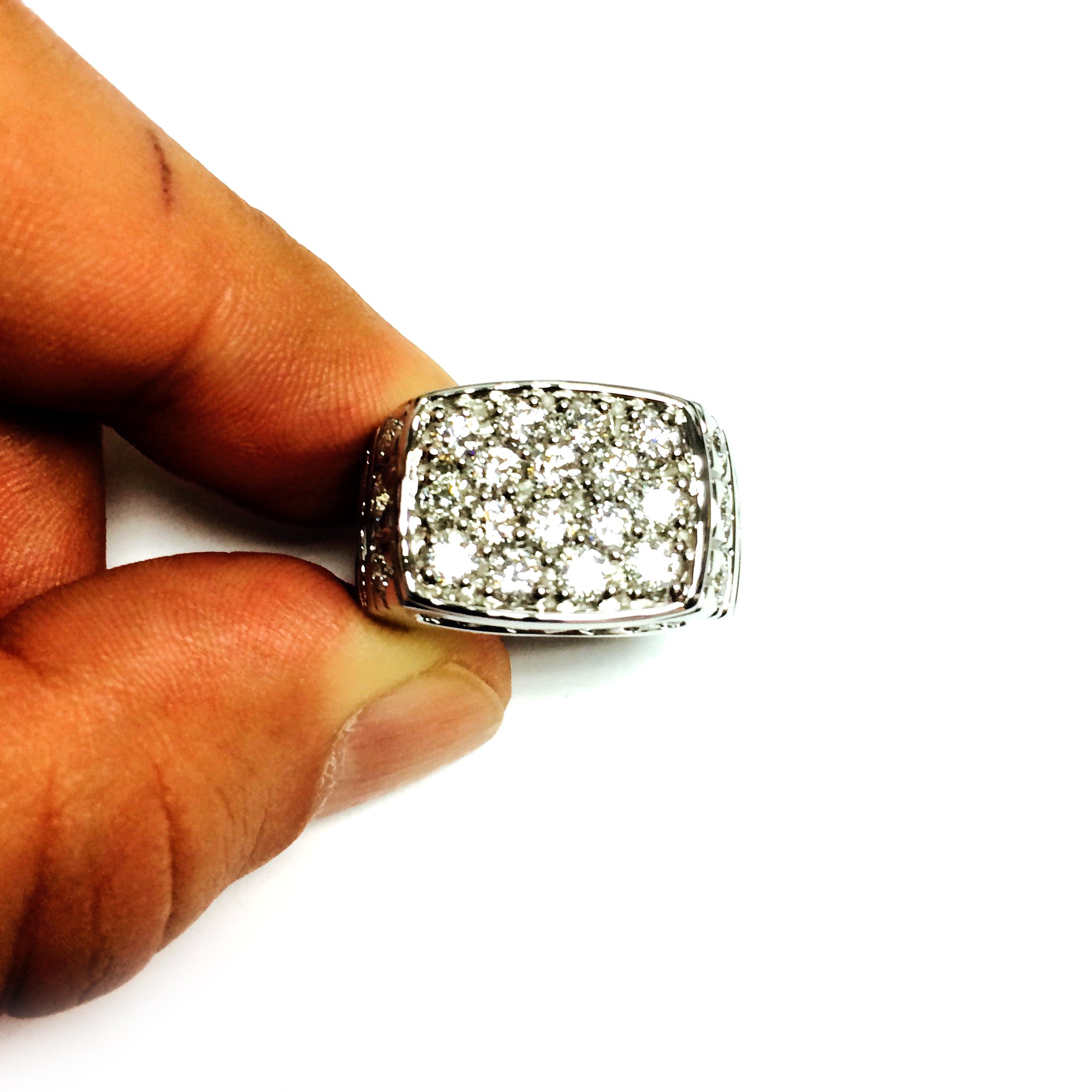 Rund Brilliant Diamond Herrring i 14 k vitguld (2.68cttw, FG Color, SI2 Clarity) fina designersmycken för män och kvinnor