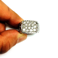 Bague ronde pour homme avec diamant brillant en or blanc 14 carats (2,68 ct, couleur FG, clarté SI2), bijoux de créateurs raffinés pour hommes et femmes