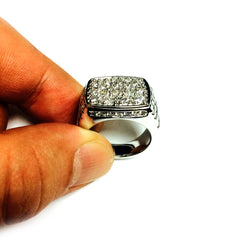 Bague ronde pour homme avec diamant brillant en or blanc 14 carats (2,68 ct, couleur FG, clarté SI2), bijoux de créateurs raffinés pour hommes et femmes