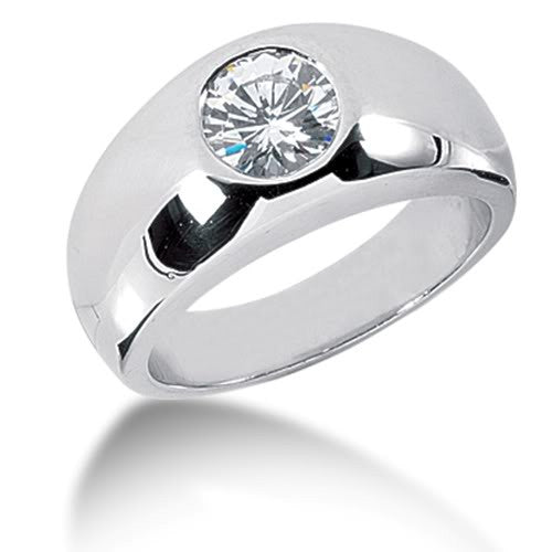 Round Brilliant Diamond Mens Ring in 14k white gold (0.5cttw, F-G Color, SI2 Clarity) - JewelryAffairs
 - 1