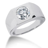 Round Brilliant Diamond Mens Ring in 14k white gold (0.25cttw, F-G Color, SI2 Clarity) - JewelryAffairs
 - 1