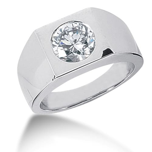 Round Brilliant Diamond Mens Ring in 14k white gold (0.25cttw, F-G Color, SI2 Clarity) - JewelryAffairs
 - 1