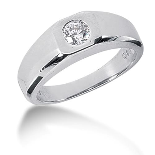 Round Brilliant Diamond Mens Ring in 14k white gold (0.25cttw, F-G Color, SI2 Clarity) - JewelryAffairs
 - 1