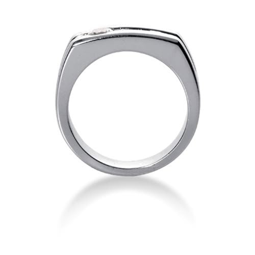Round Brilliant Diamond Mens Ring in 14k white gold (0.45cttw, F-G Color, SI2 Clarity) - JewelryAffairs
 - 2