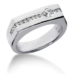 Anello da uomo con diamante rotondo brillante in oro bianco 14k (0,45 ctw, colore FG, purezza SI2) gioielli di alta moda per uomo e donna