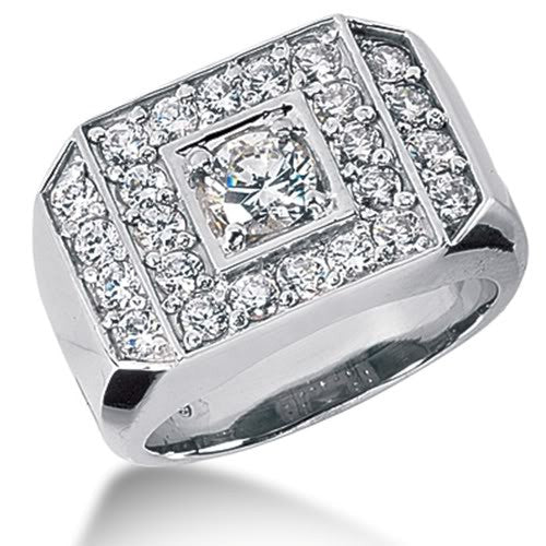 Anello da uomo con diamante rotondo brillante in oro bianco 14k (1,07 ct, colore FG, purezza SI2) gioielli di alta moda per uomo e donna