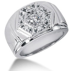 Rund Brilliant Diamond Herrering i 14k hvitt gull (0,48cttw, FG Color, SI2 Clarity) fine designersmykker for menn og kvinner