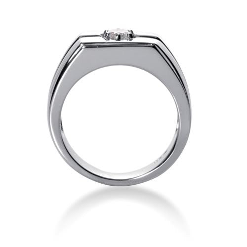 Round Brilliant Diamond Mens Ring in 14k white gold (0.25cttw, F-G Color, SI2 Clarity) - JewelryAffairs
 - 2